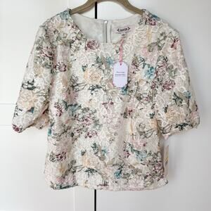 NWT! Nanette Lepore‎ Women’s Floral Lace Lined Top Blouse Medium MSRP $78